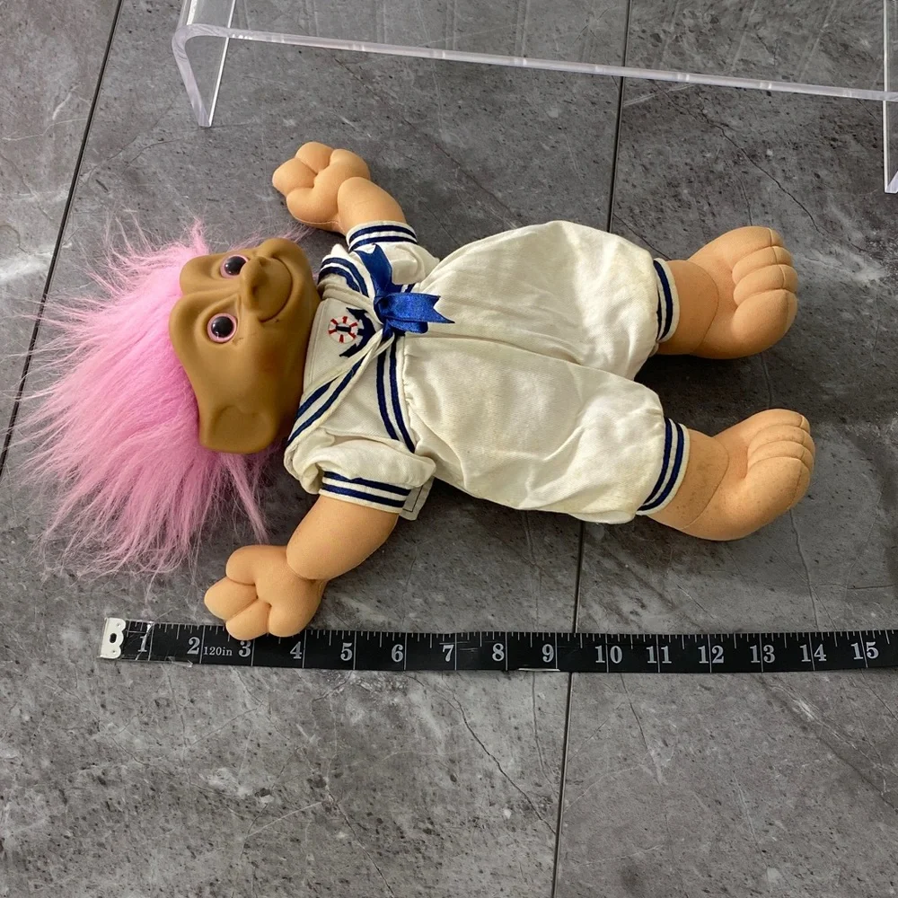 Vintage 80s 1991 Treasure Trolls Troll‎ Doll Pink Hair Haunted Look Sailor Girl